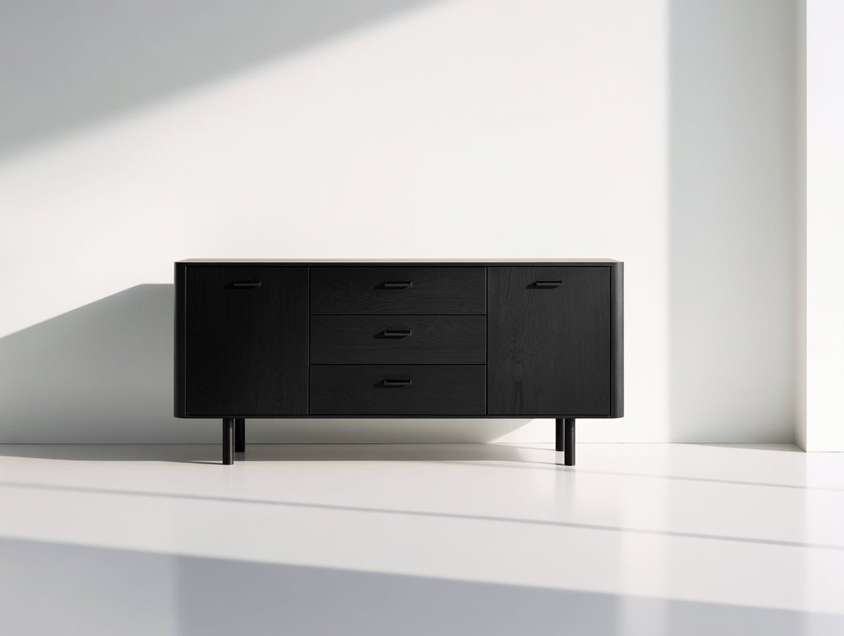 Mobile ingresso - Legno-Metallo - 150x40x76 cm - Nero - Design moderno minimalista