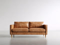 Divano lineare - Pelle-Metallo - 185x88x82 cm - Cognac - Moderno