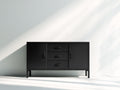 Mobile ingresso - Legno-Metallo - 140x40x80 cm - Nero - Design moderno essenziale