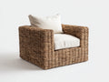 Poltrona da giardino - Rattan sintetico-Tessuto - 93x88x79 cm - Marrone miele-Crema - Rustico
