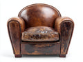 Poltrona a orecchioni - Pelle-Legno - 81x87x87 cm - Marrone testa di moro - Stile club vintage
