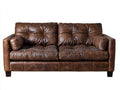 Divano lineare - Pelle-Legno - 198x94x88 cm - Marrone - Vintage