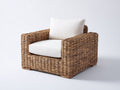 Poltrona da giardino - Rattan sintetico-Tessuto - 91x87x80 cm - Naturale-Bianco - Naturale