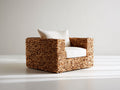 Poltrona da giardino - Rattan sintetico-Tessuto - 95x87x76 cm - Marrone naturale-Bianco - Naturale moderno