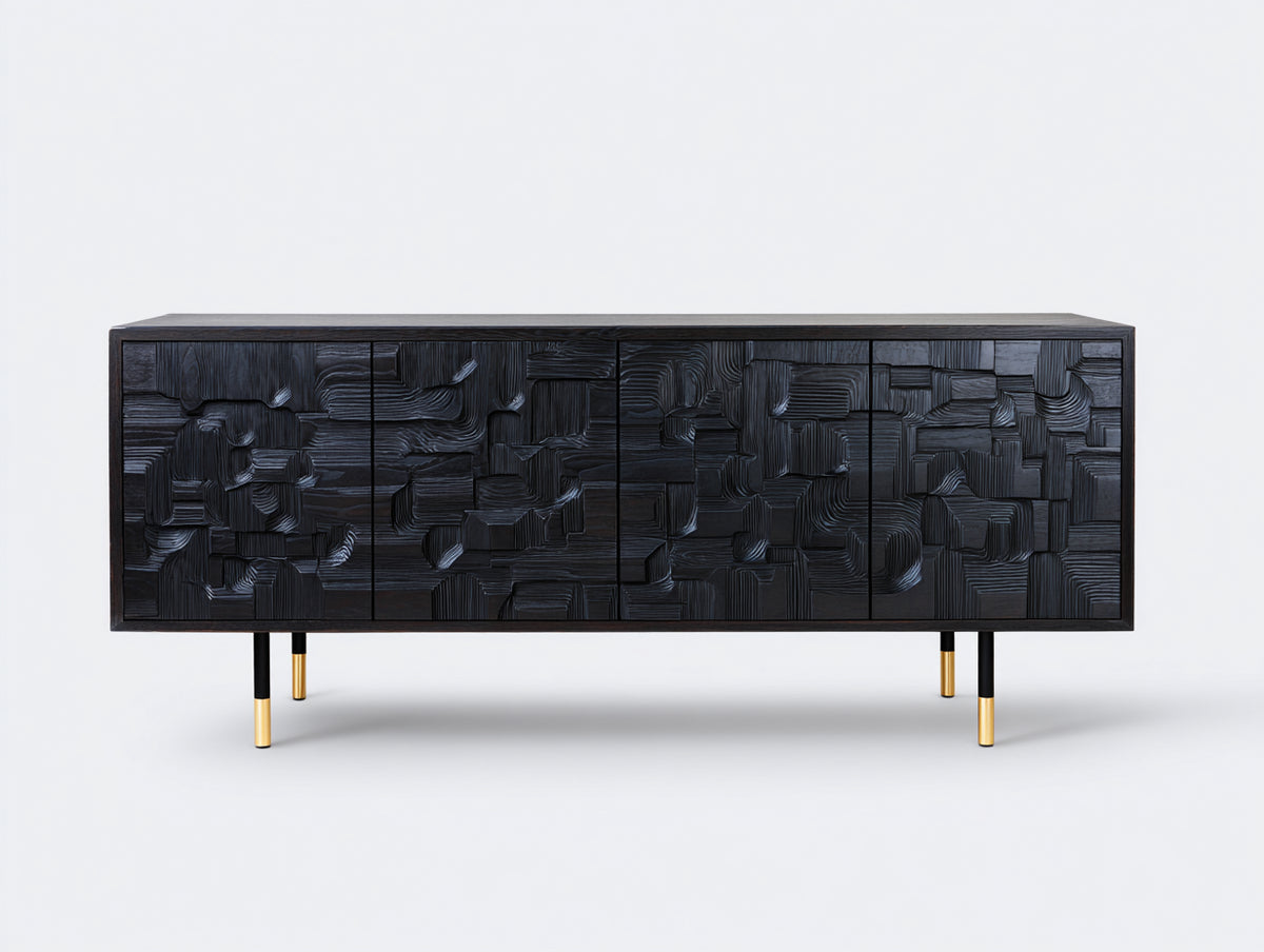 Mobile ingresso - Legno-Metallo - 180x40x75 cm - Nero-Oro - Design moderno