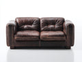 Divano lineare - Pelle-Legno - 168x90x82 cm - Marrone scuro - Vintage