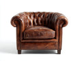 Poltrona a orecchioni - Pelle-Legno-Metallo - 92x88x78 cm - Marrone cuoio - Stile Chesterfield vintage