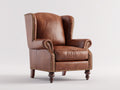 Poltrona a orecchioni - Pelle-Legno-Metallo - 83x90x110 cm - Marrone cuoio - Stile classico inglese
