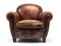 Poltrona a orecchioni - Pelle-Legno - 80x86x87 cm - Marrone bruciato - Stile club rétro