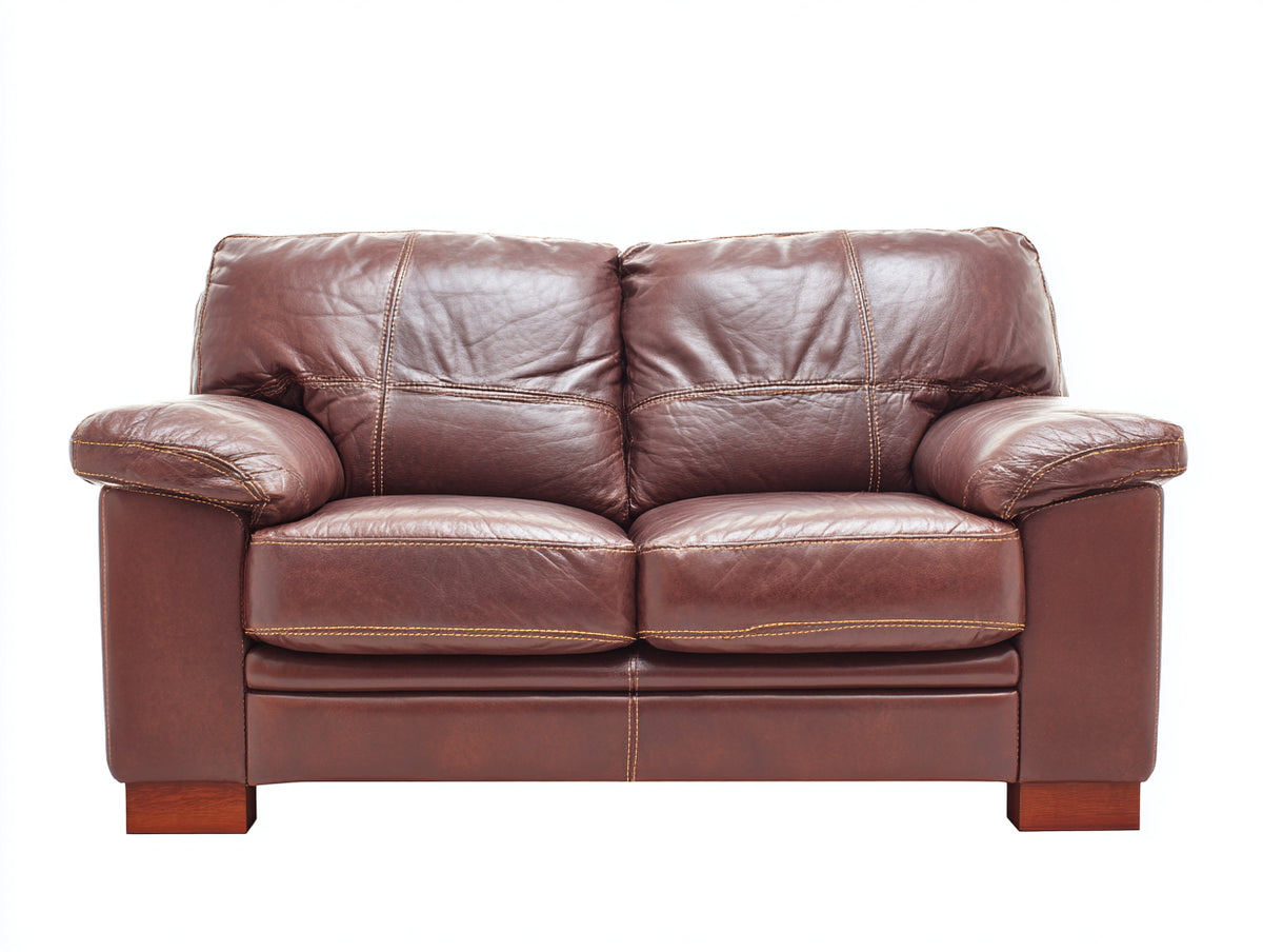 Divano lineare - Pelle-Legno - 172x92x88 cm - Marrone - Contemporaneo