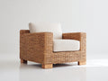Poltrona da giardino - Rattan sintetico-Tessuto - 88x84x82 cm - Marrone chiaro-Crema - Moderno naturale