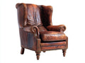 Poltrona a orecchioni - Pelle sintetica-Legno-Metallo - 85x90x110 cm - Marrone cognac - Stile classico vintage