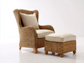 Poltrona da giardino - Rattan sintetico-Tessuto - 92x84x104 cm - Naturale-Crema - Classico