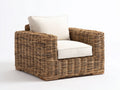 Poltrona da giardino - Rattan sintetico-Tessuto - 94x90x78 cm - Marrone naturale-Avorio - Rustico contemporaneo