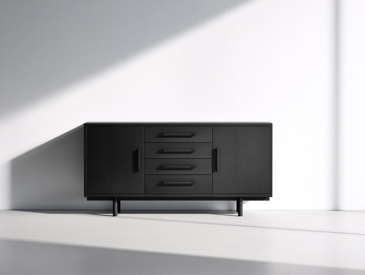 Mobile ingresso - Legno-Metallo - 150x40x75 cm - Nero - Design moderno minimalista