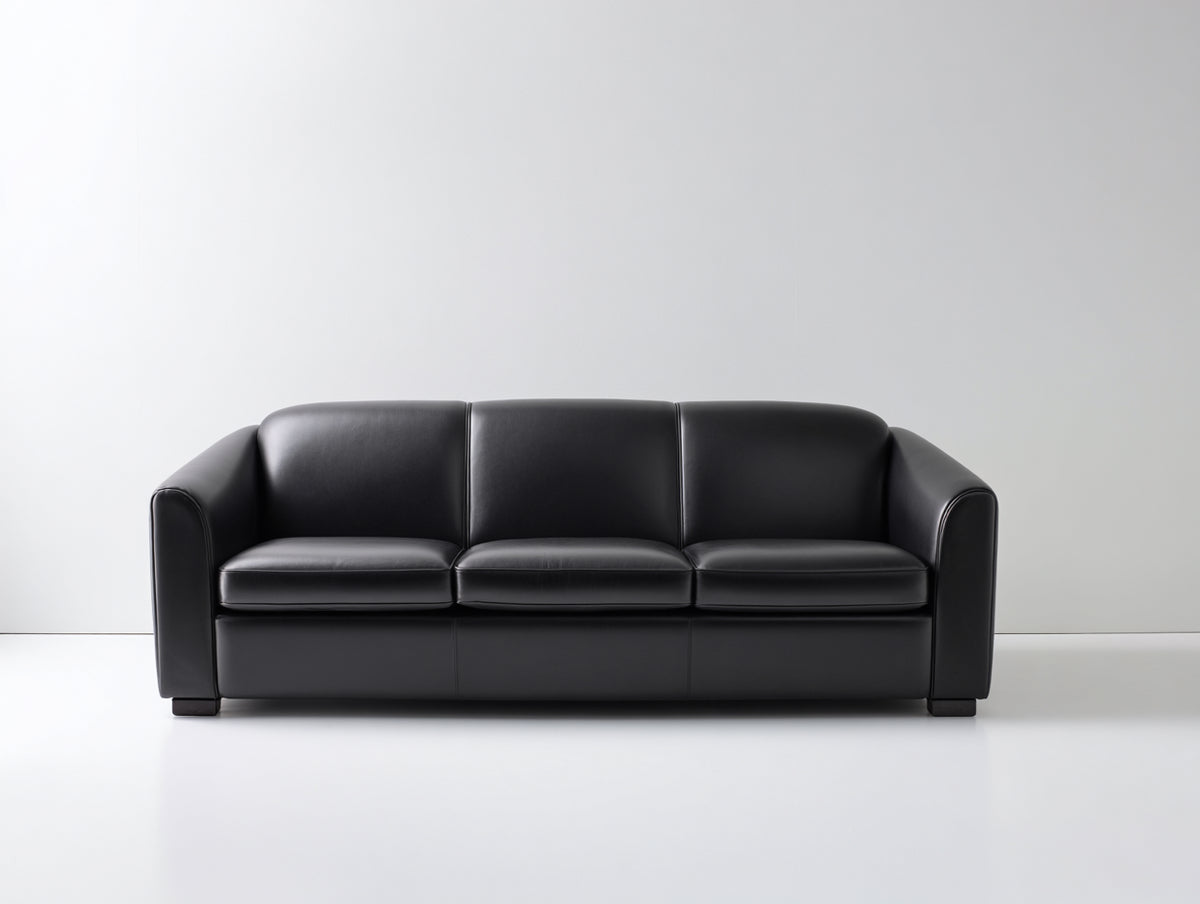 Divano lineare - Pelle - 220x92x82 cm - Nero - Moderno
