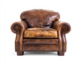 Poltrona a orecchioni - Pelle-Legno-Metallo - 90x94x96 cm - Marrone tabacco - Stile classico vintage