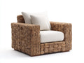 Poltrona da giardino - Rattan sintetico-Tessuto - 91x87x81 cm - Naturale-Avorio - Naturale contemporaneo